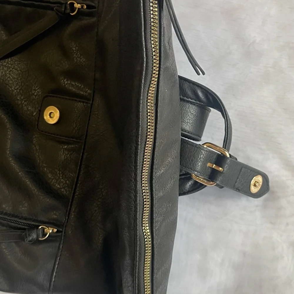 Black‎ Backpack with Fold-Over Flap and Top Handle